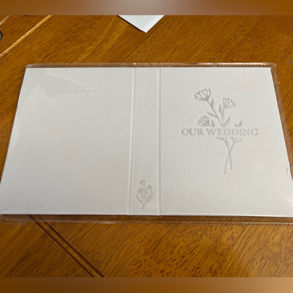 White Wedding Album with Floral Design